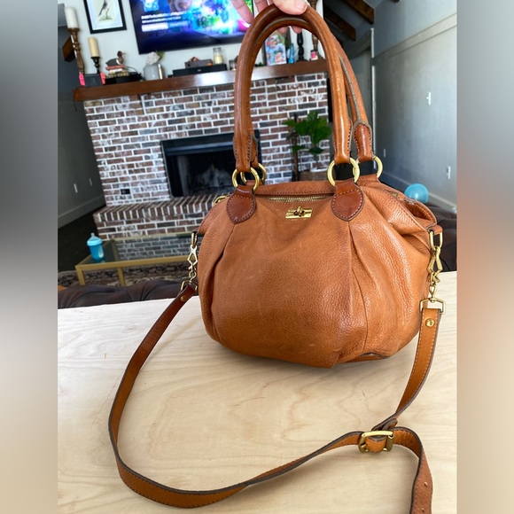 J. Crew Handbags - Jcrew Brompton cognac leather convertible satchel crossbody bag